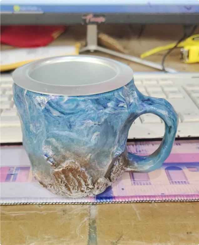400ml Resin Mineral Crystal Coffee Mug with Handle – Elegant & Durable Tea Cup