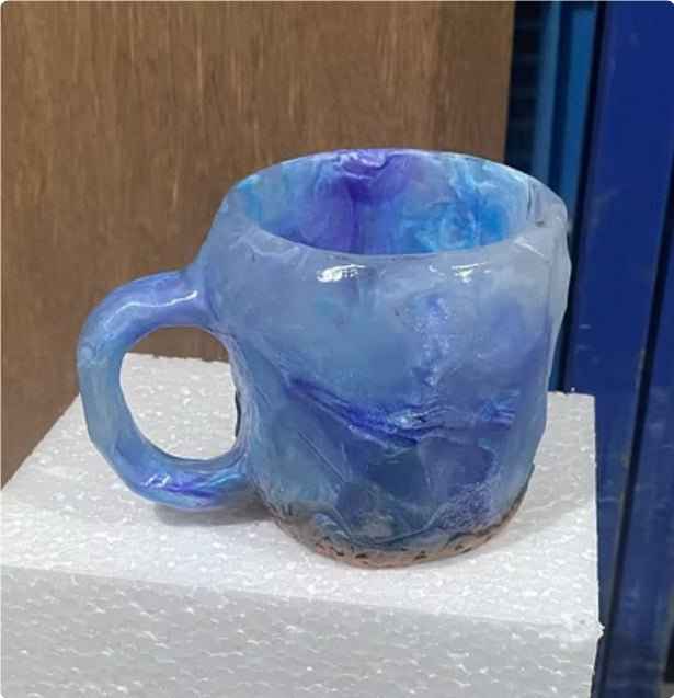 400ml Resin Mineral Crystal Coffee Mug with Handle – Elegant & Durable Tea Cup