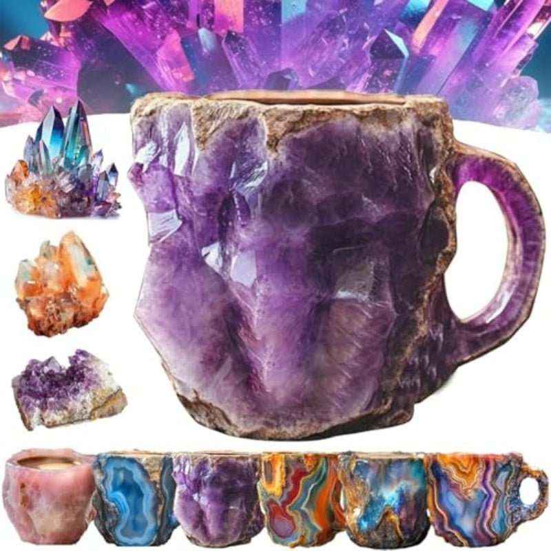 400ml Resin Mineral Crystal Coffee Mug with Handle – Elegant & Durable Tea Cup