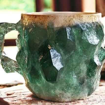 400ml Resin Mineral Crystal Coffee Mug with Handle – Elegant & Durable Tea Cup