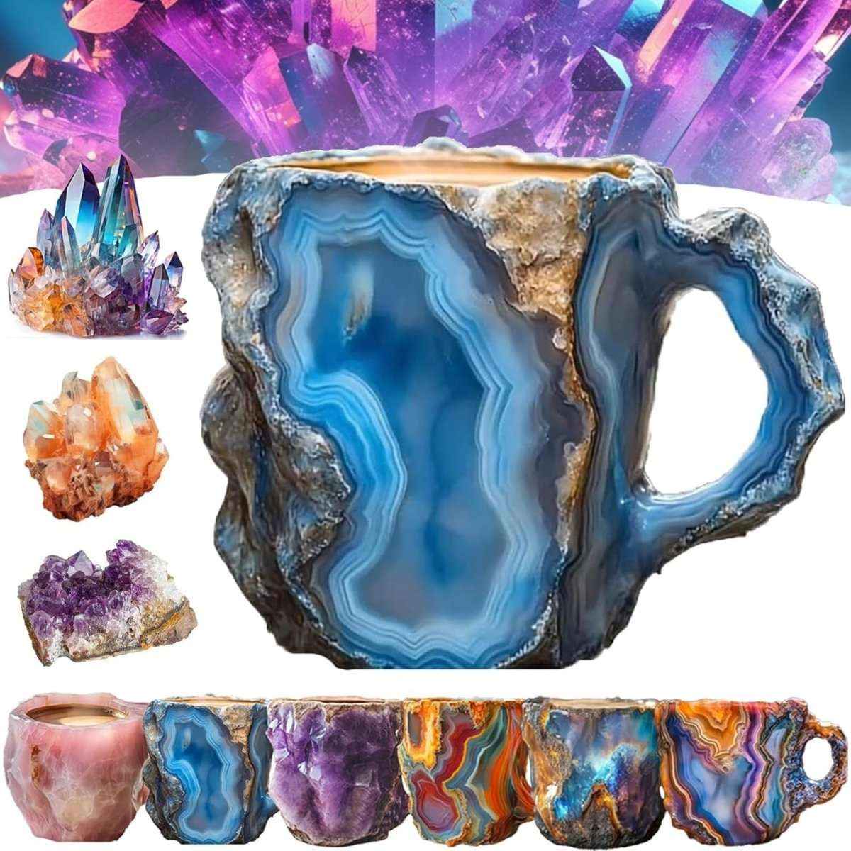 400ml Resin Mineral Crystal Coffee Mug with Handle – Elegant & Durable Tea Cup