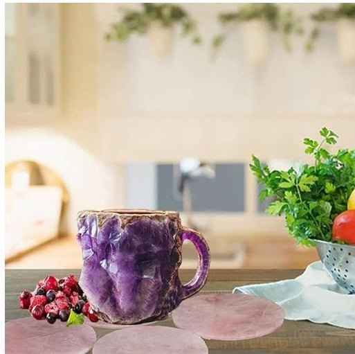 400ml Resin Mineral Crystal Coffee Mug with Handle – Elegant & Durable Tea Cup