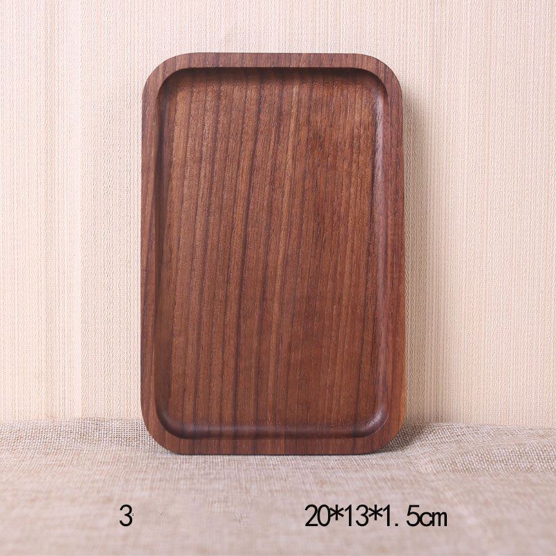 Assiette à dîner rectangulaire en bois de noyer noir de style japonais