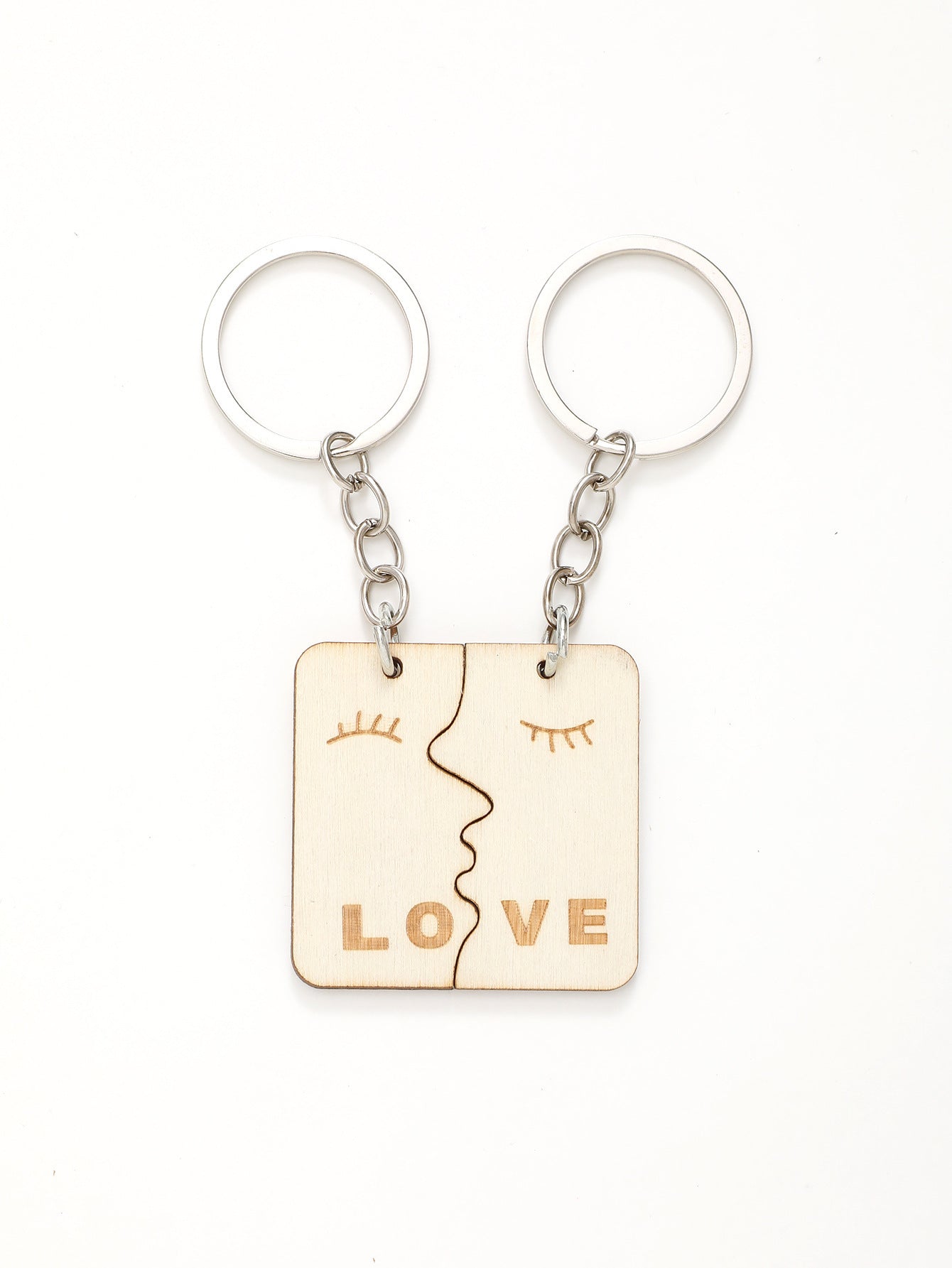 Pendentif en bois avec boucle de clé pour couple