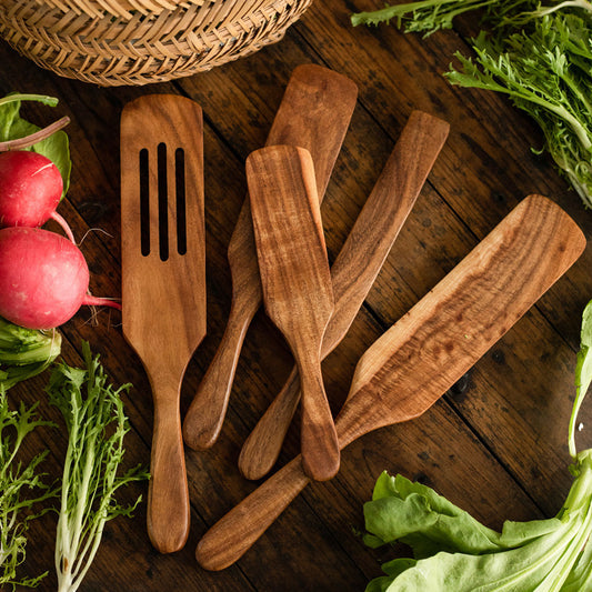 Teak Wood Cooking Spatula for Kitchen and Salad Prep