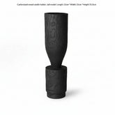 Rustic Wabi-Sabi carbonized wood vase by WoodyKitchenware, featuring natural textured finish for artistic home decor display.