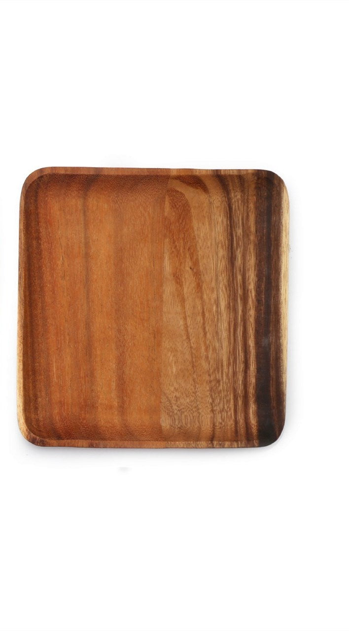 Assiette rectangulaire en bois d&#39;acacia