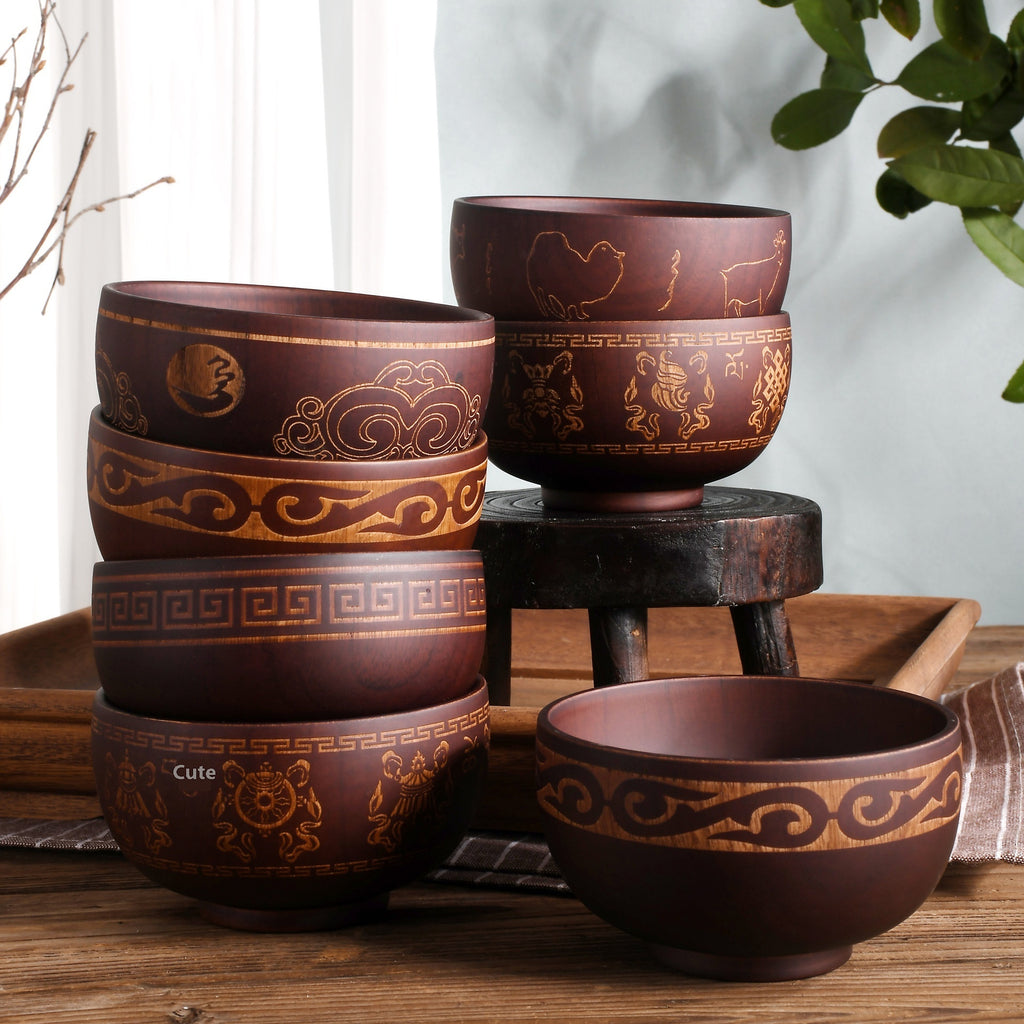 Ethnic Style Carved Pattern - Premium Wood by Woody Kitchenware