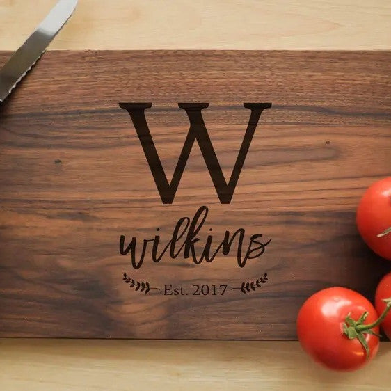 Custom Engraved Wooden Cutting Board - Personalized Kitchen Gift