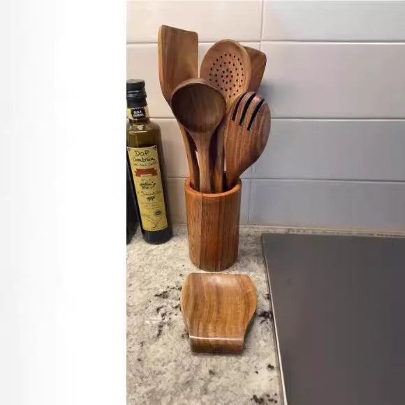 Ahşap Spatula Tencere Mutfak Eşyaları Seti