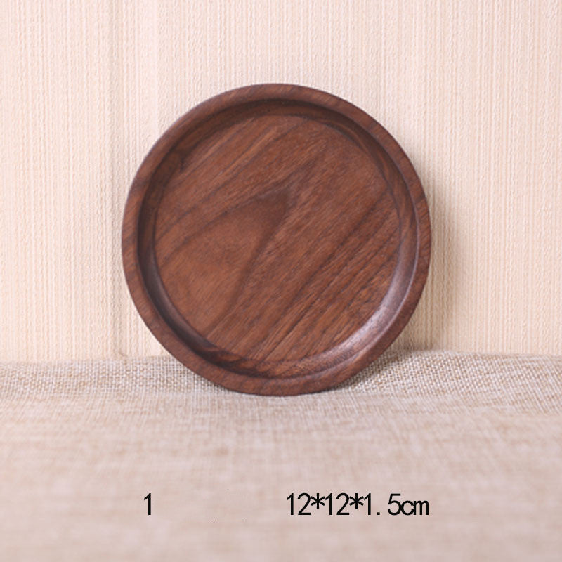 Assiette à dîner rectangulaire en bois de noyer noir de style japonais