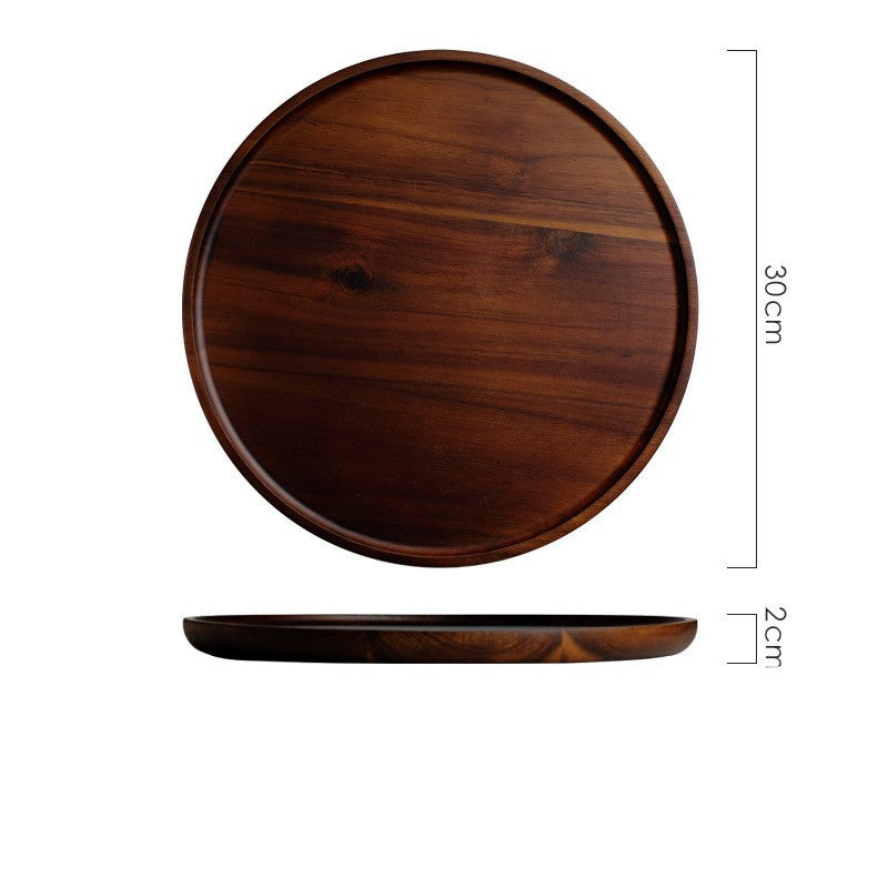 Plateau de rangement circulaire en bois pour gâteaux japonais