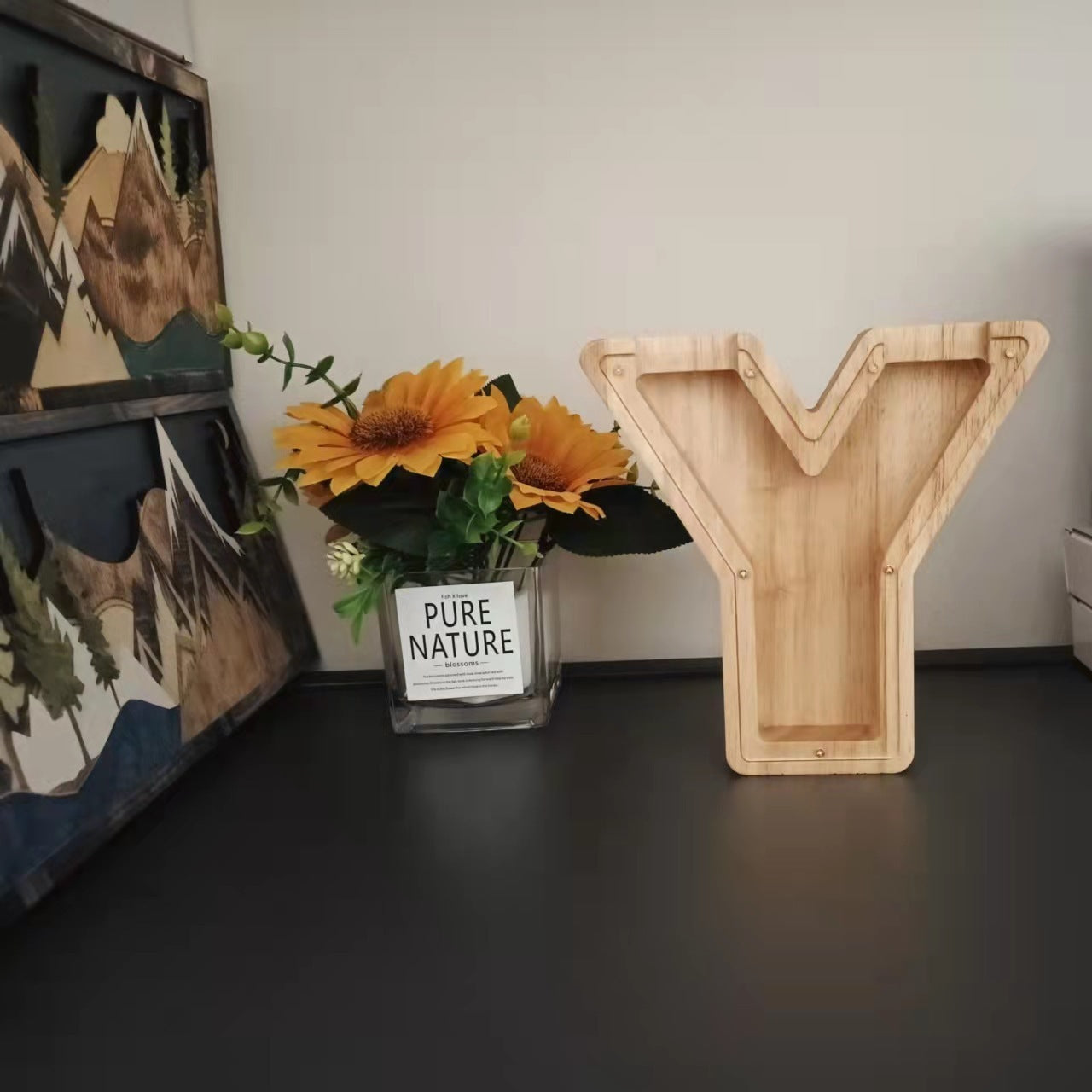 Wooden Letter Coin Bank for Decorative Ornaments