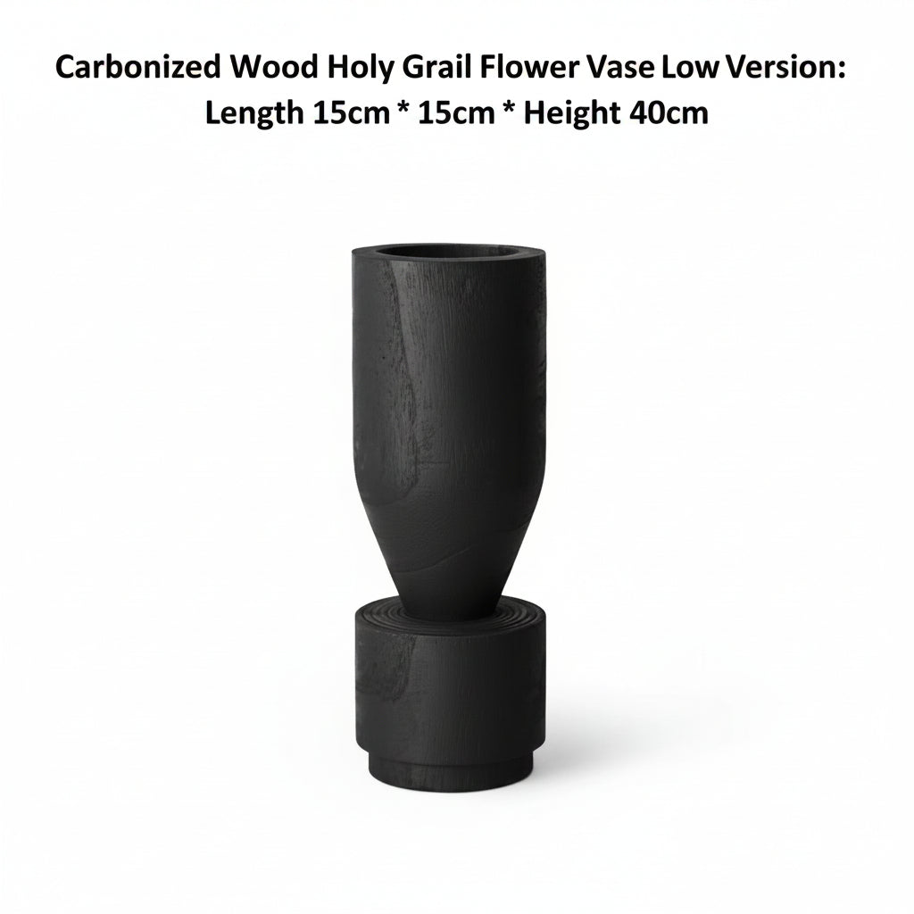 Rustic Wabi-Sabi carbonized wood vase by WoodyKitchenware with natural textured finish for artistic home decor.