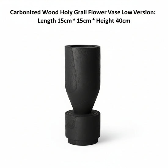 Rustic Wabi-Sabi carbonized wood vase by WoodyKitchenware with natural textured finish for artistic home decor.