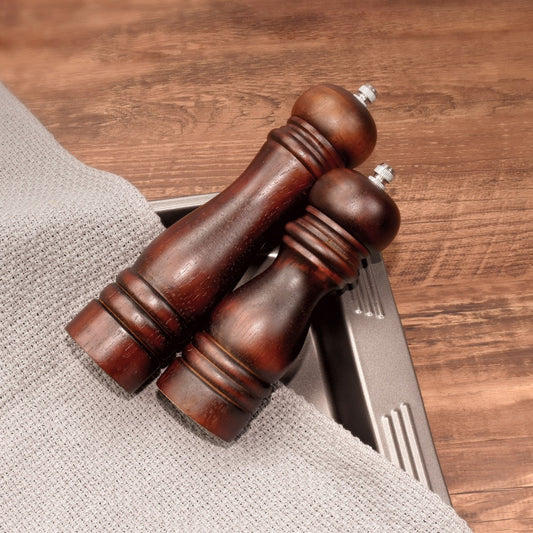 Wooden Pepper Grinder and Kitchen Spice Bottle