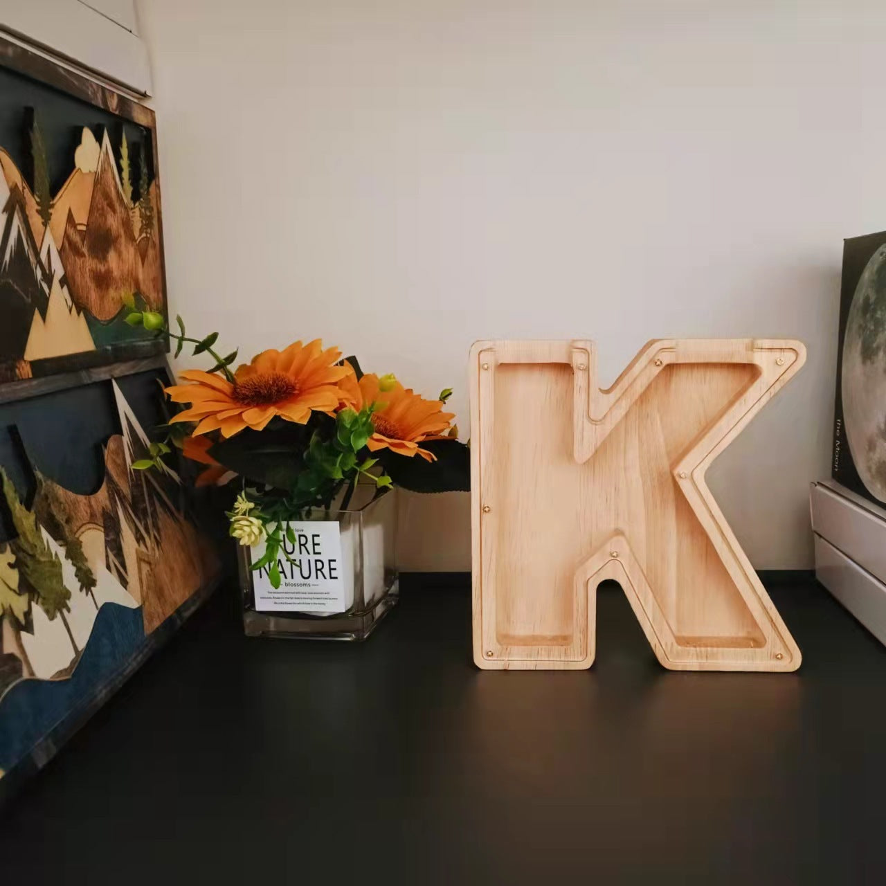 Wooden Letter Coin Bank for Decorative Ornaments