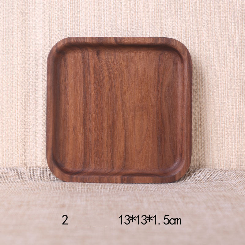 Plato rectangular de madera de nogal negro de estilo japonés