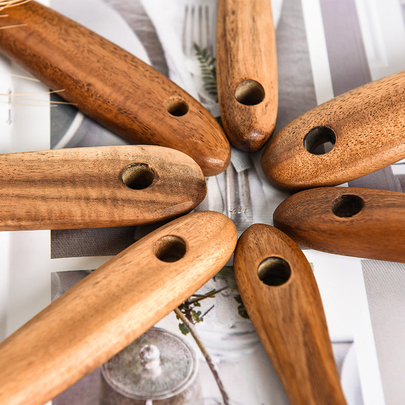 Teak Wood Kitchen Utensil Set: Spoon, Ladle, Turner, Colander, Skimmer & More