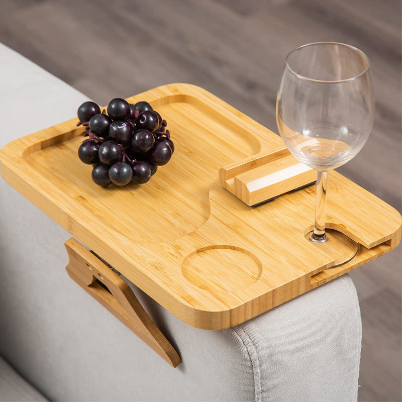 Wooden Sofa Armrest Tray - Clip-On Side Table for Drinks & Snacks