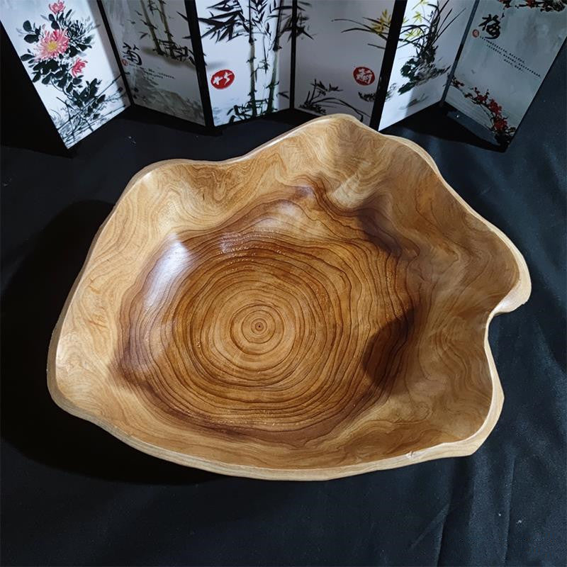 Solid Wood Fruit & Salad Bowl - Large, Modern Design for Living Room