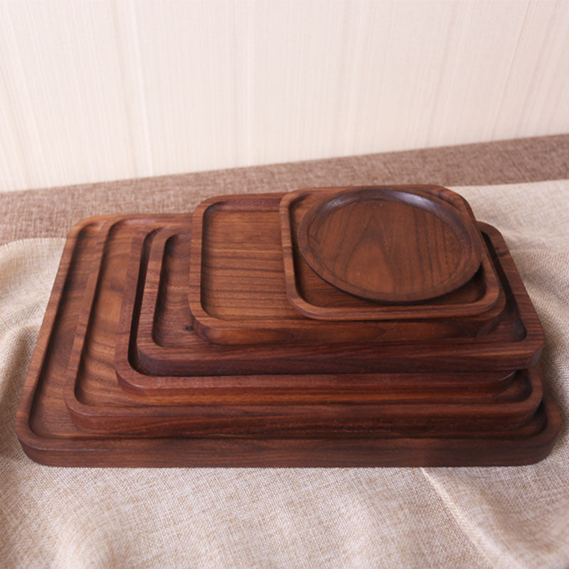 Rectangular Black Walnut Dinner Plate - Japanese-Inspired Design