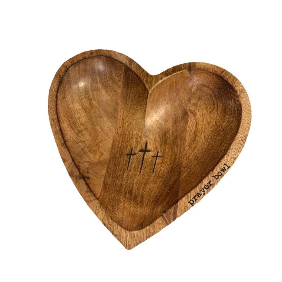 Handcrafted Wooden Heart Prayer Bowl – Meaningful Gift for Meditation & Spiritual Decor