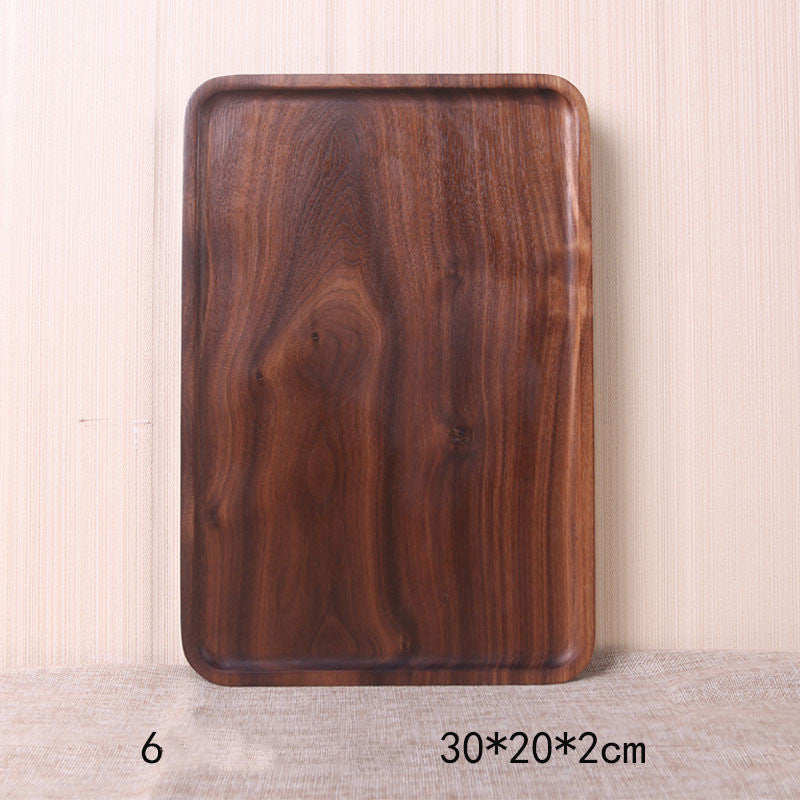 Assiette à dîner rectangulaire en bois de noyer noir de style japonais