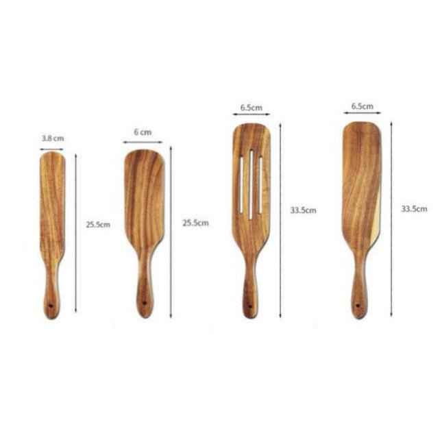 Acacia Long-Handled Spatula Set – Premium Wooden Mixing & Cooking Utensils