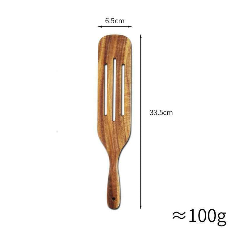 Acacia Long-Handled Spatula Set – Premium Wooden Mixing & Cooking Utensils