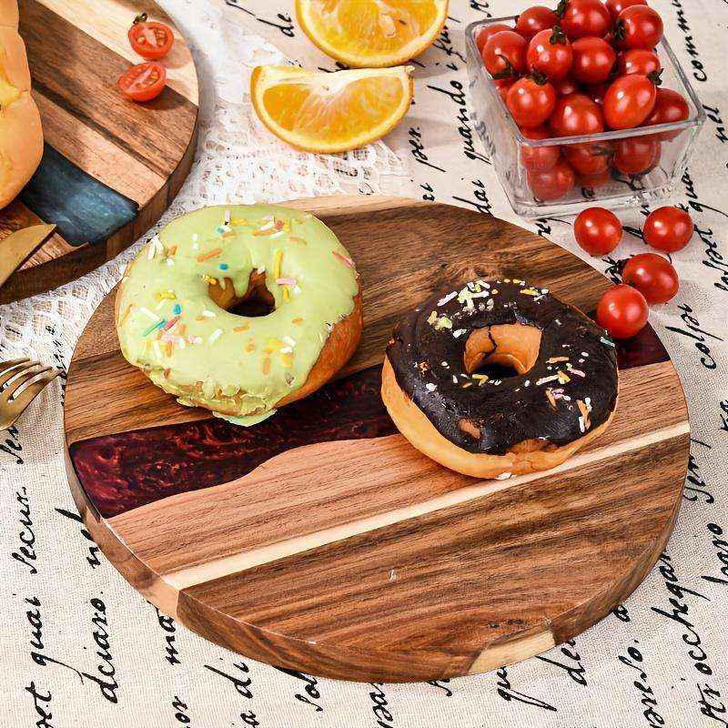 🌿 Acacia Solid Wood Round Plates – Unfinished Wooden Dishware