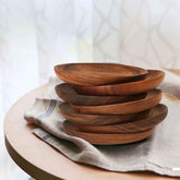 🌿 Acacia Solid Wood Round Plates – Unfinished Wooden Dishware