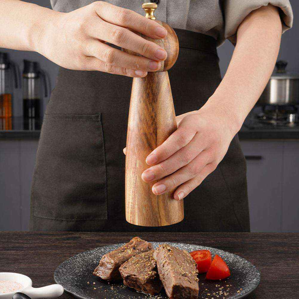 Acacia Wood Round Head Spice Grinder – Manual Ceramic Mill