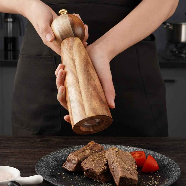 Acacia Wood Round Head Spice Grinder – Manual Ceramic Mill