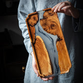 Wooden Serving Tray: Epoxy-Enhanced Bamboo Tea Board | Woody&