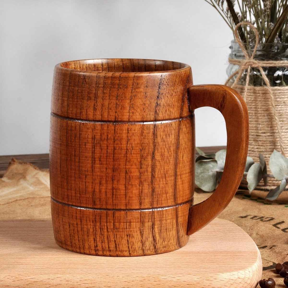 🍺 Beer Wooden Mug – Sip in Style with a Rustic Touch