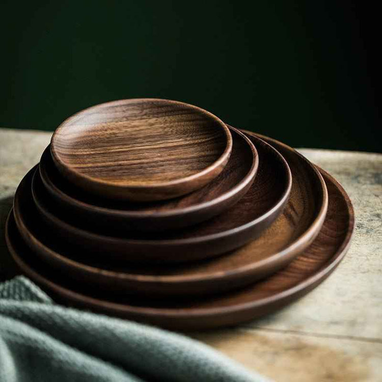 Black Walnut Round Dish – Elegant Serving for Dried Fruits & Desserts