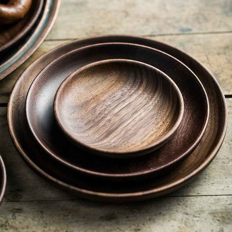 Black Walnut Round Dish – Elegant Serving for Dried Fruits & Desserts