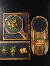 🍕 Black Wood Pizza Dish Wooden Plate – Serve in Style