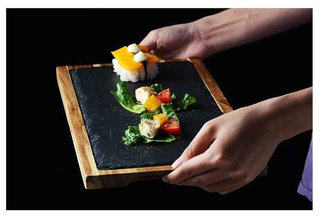 🍕 Black Wood Pizza Dish Wooden Plate – Serve in Style