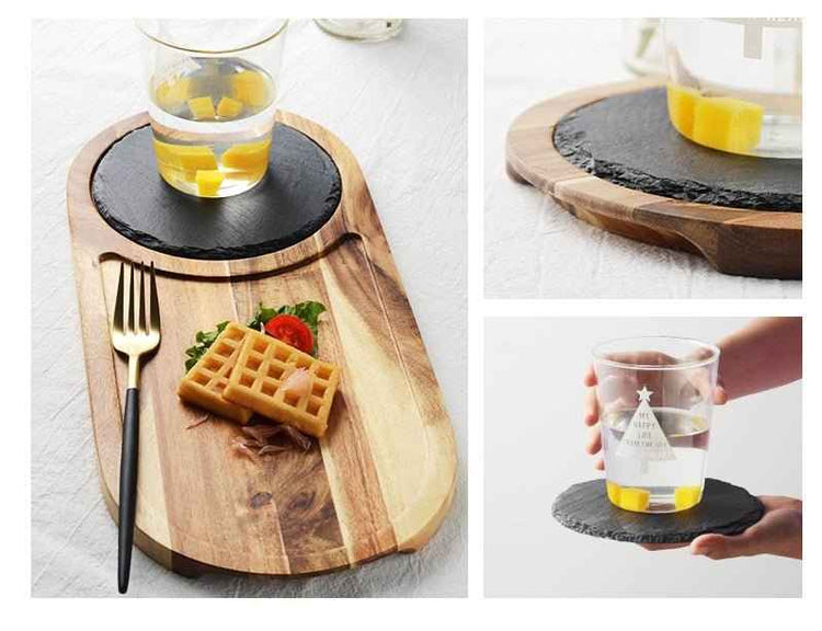 🍕 Black Wood Pizza Dish Wooden Plate – Serve in Style