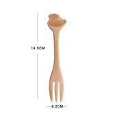 Cartoon Wooden Spoon & Fork Set – Playful Dining for Kids