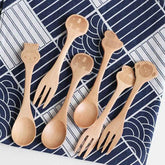 Cartoon Wooden Spoon & Fork Set – Playful Dining for Kids