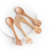 Cartoon Wooden Spoon & Fork Set – Playful Dining for Kids