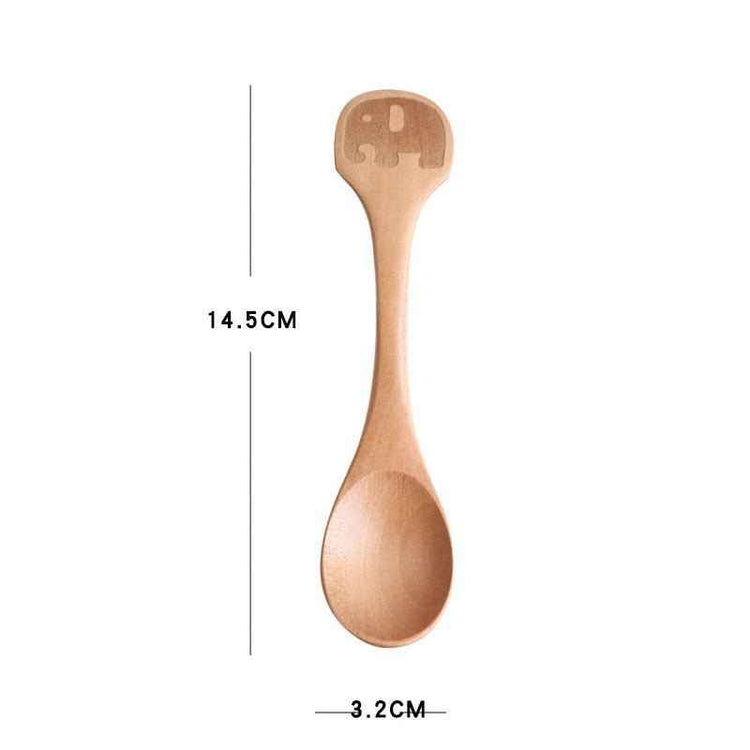 Cartoon Wooden Spoon & Fork Set – Playful Dining for Kids