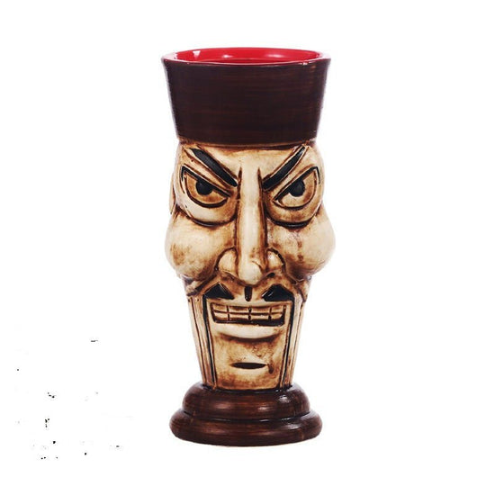 Ceramic Tiki Mug – Human Face / Easter Island Style Cocktail & Beer Cup.