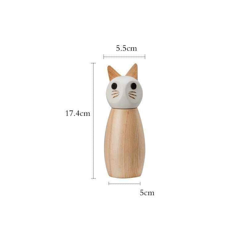 Charming Wooden Seasoning Grinder – Ceramic Core, Eco-Friendly Finish, Cute Animal Designs