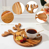 Christmas Wooden Tray with Antlers Handle – Festive & Functional Holiday Decor