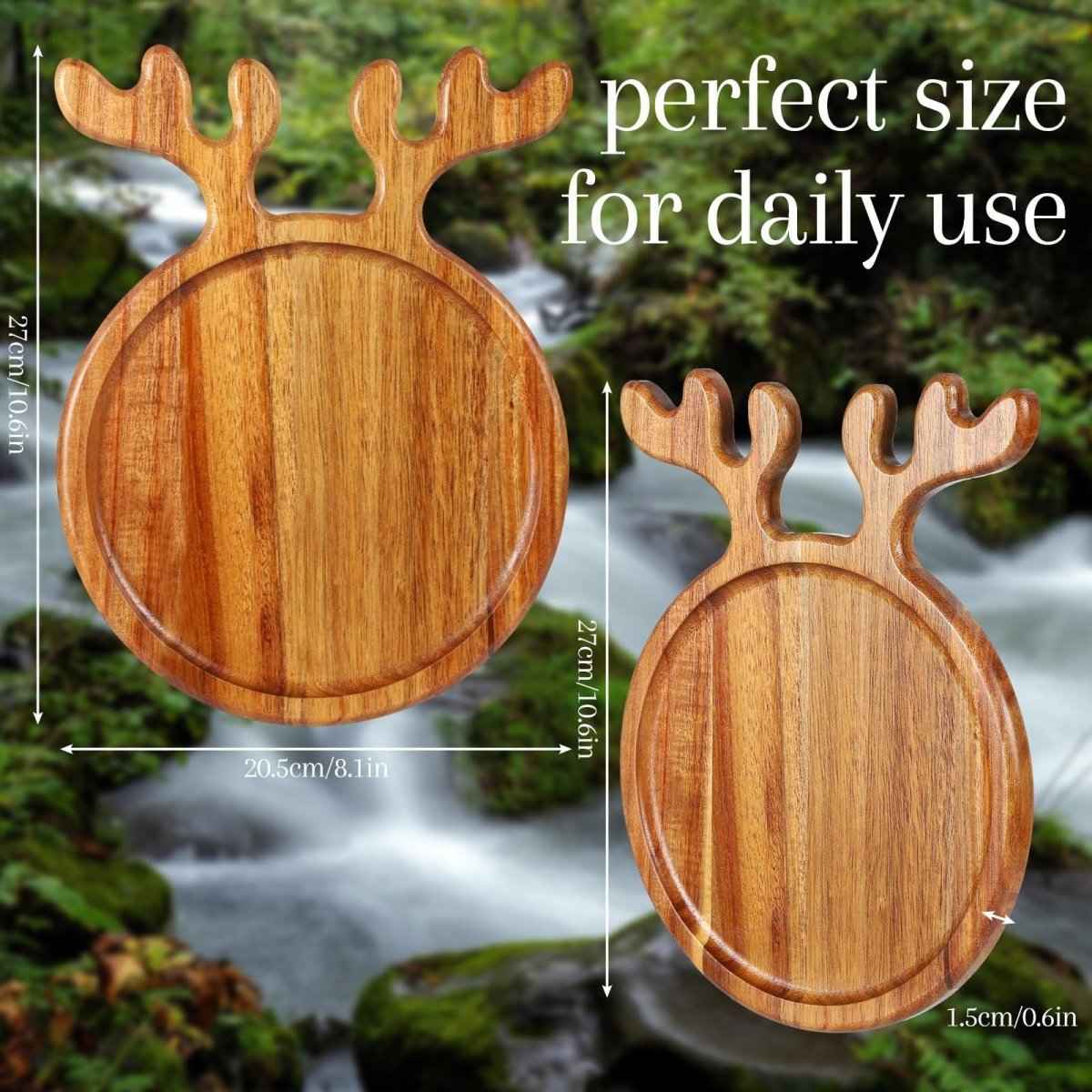 Christmas Wooden Tray with Antlers Handle – Festive & Functional Holiday Decor