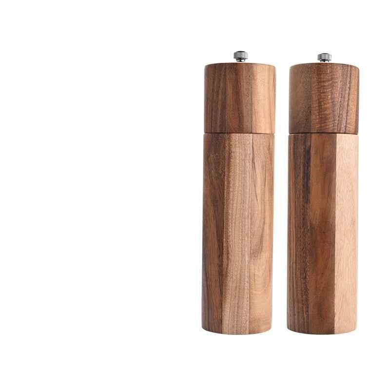 Cylindrical Acacia Wood Pepper Grinder – Ceramic Core, Sleek & Reliable